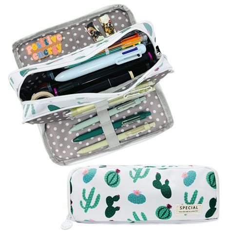 Wrapables Large Capacity Pencil Case, 3 Compartment Pencil 